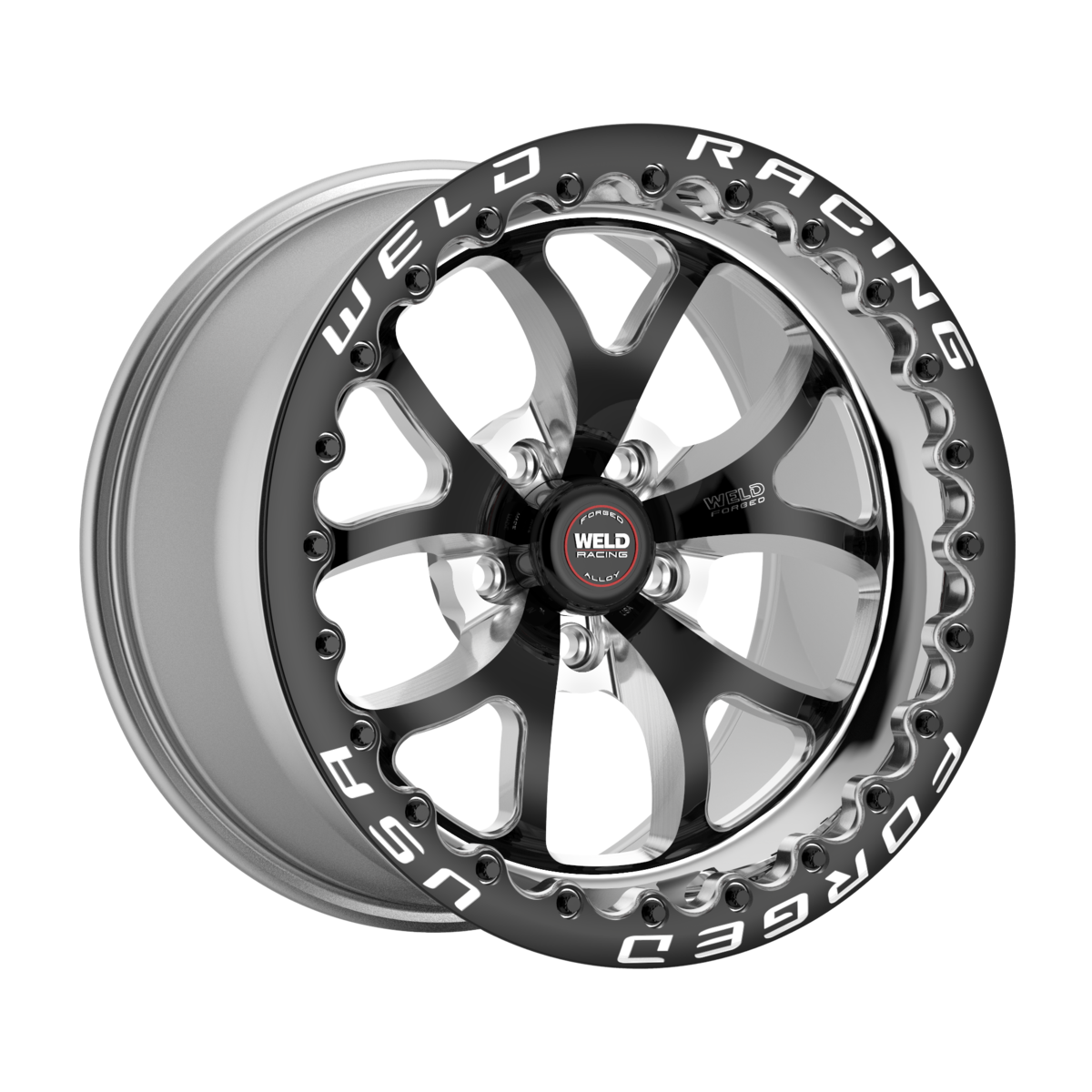 WELD Racing S76 Beadlock 17X10.5 +65 Black Center - Polished Shell