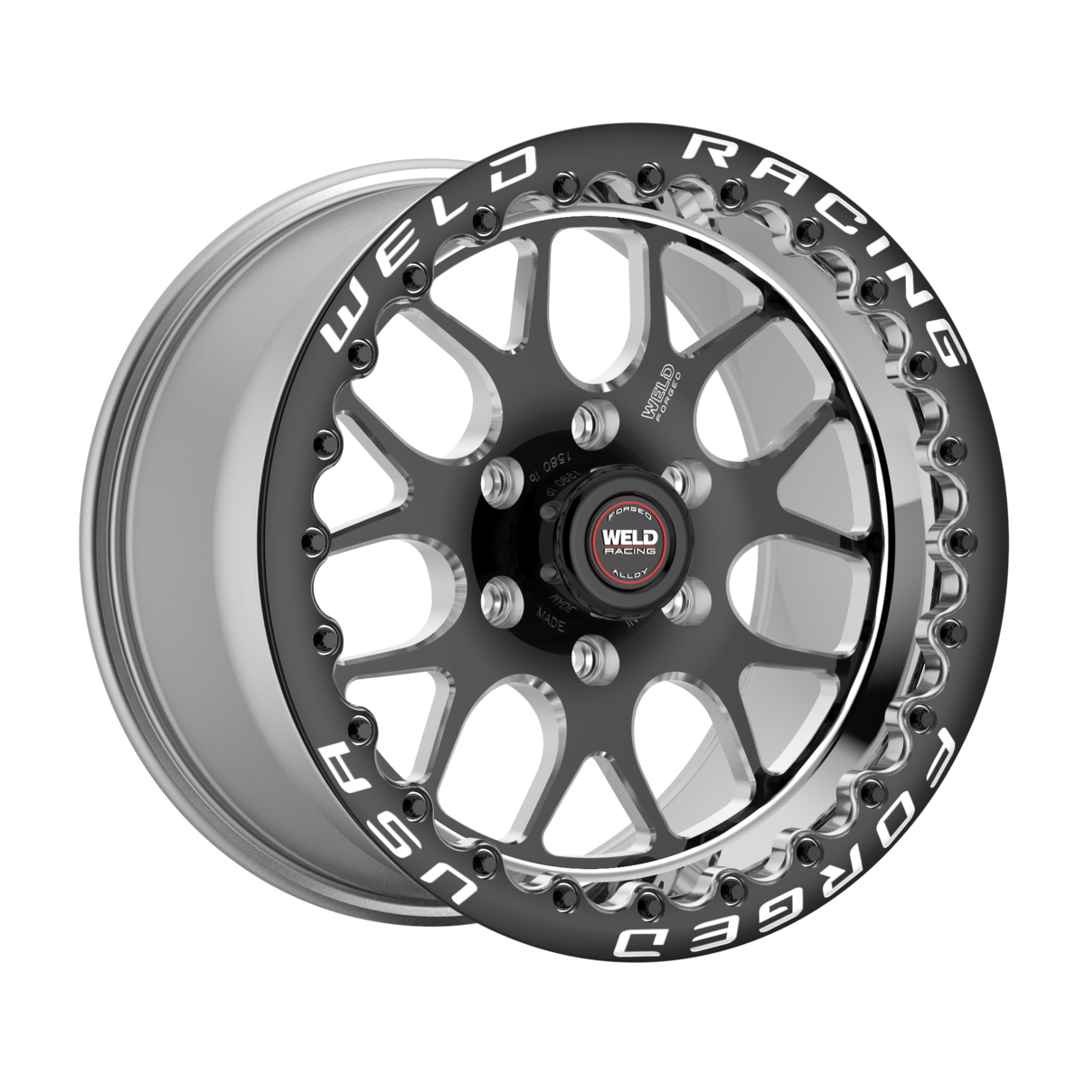 WELD Racing S77 Hd Beadlock 17X9.5 +24 Black Center - Polished Shell