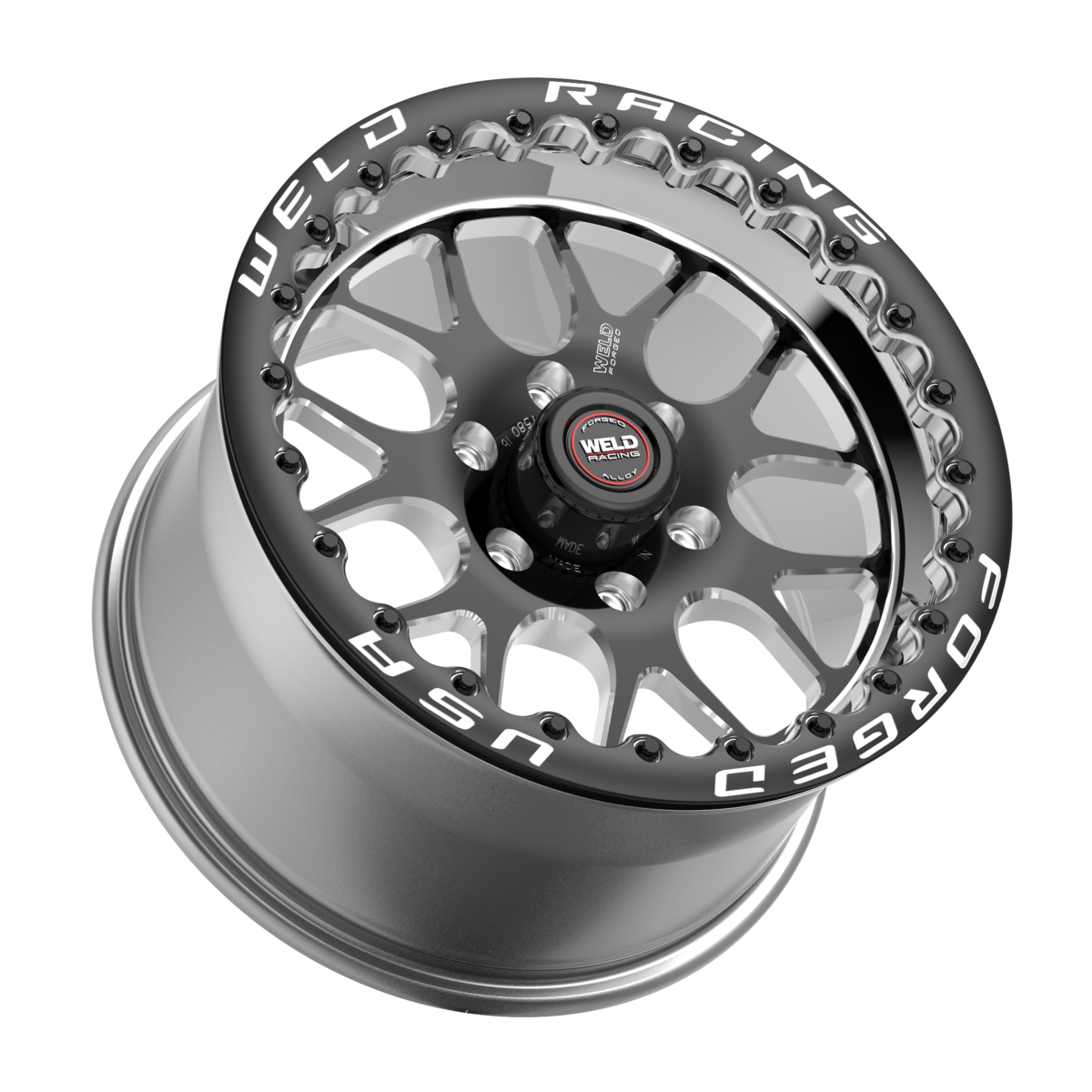 WELD Racing S77 Hd Beadlock 17X9.5 +24 Black Center - Polished Shell