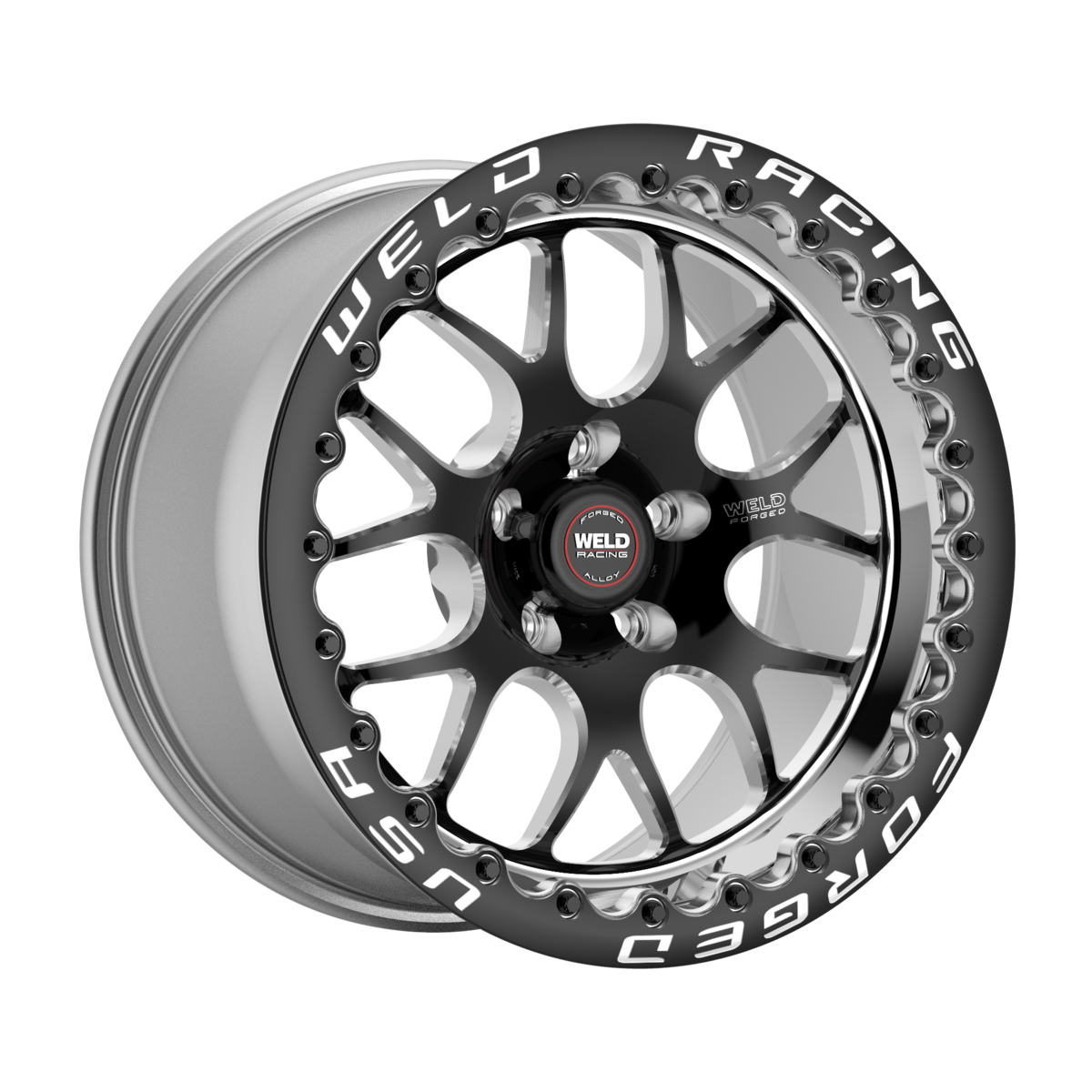 WELD Racing S77 Beadlock 17X10.5 +50 Black Center - Polished Shell