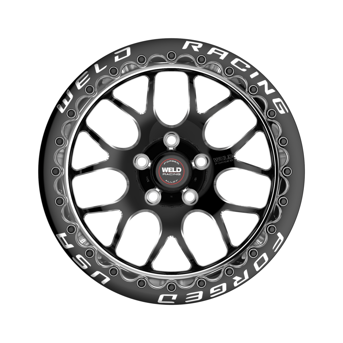 WELD Racing S77 Beadlock 15X11 +13 Black Center - Polished Shell