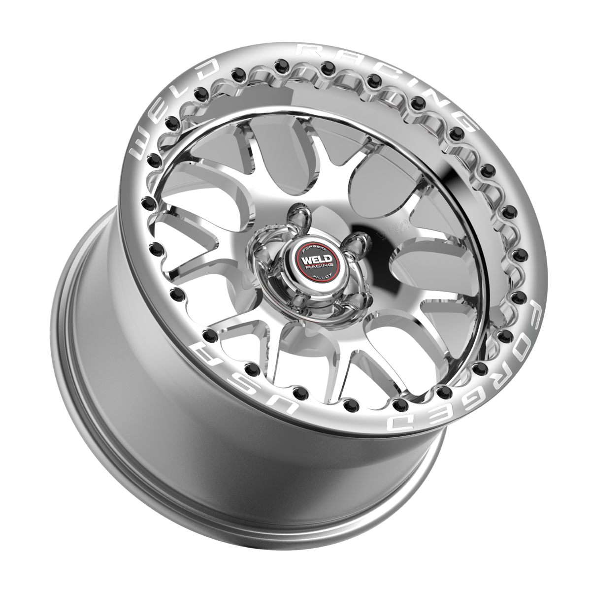 WELD Racing S77 Beadlock 17X11 +43 Polished Center - Polished Shell
