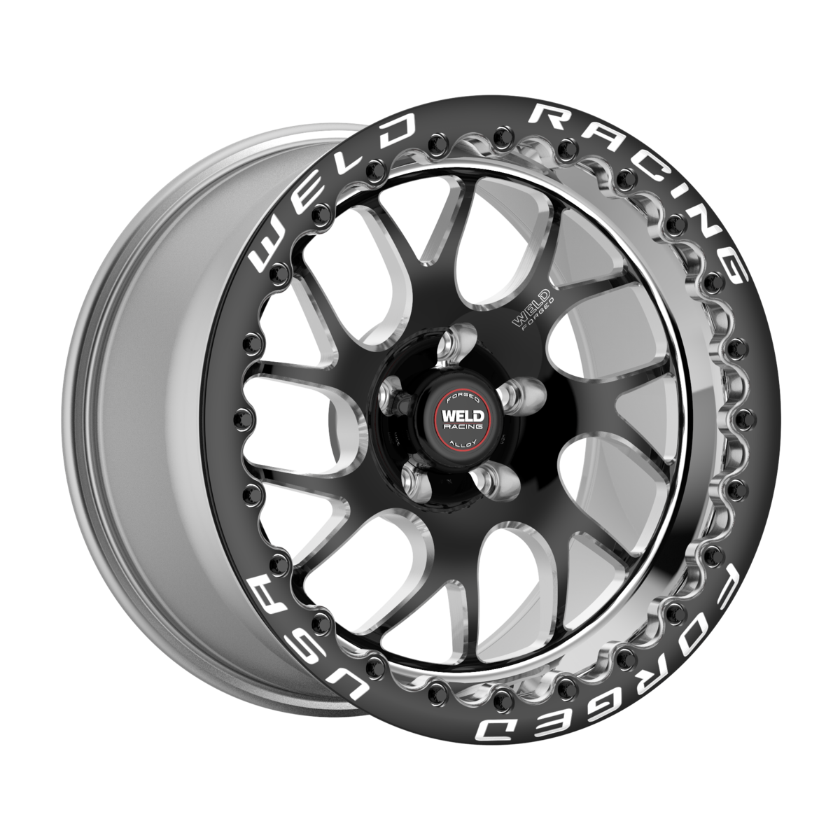 WELD Racing S78 Beadlock 17X11 -5 Black Center - Polished Shell (Left)