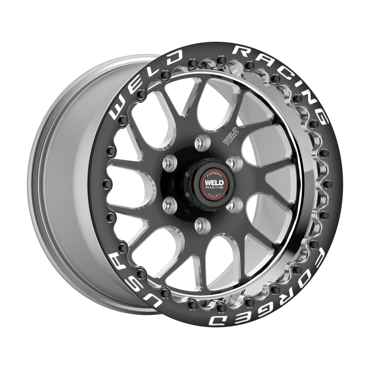 WELD Racing S78 Hd Beadlock 17X9.5 +24 Black Center - Polished Shell (Right)