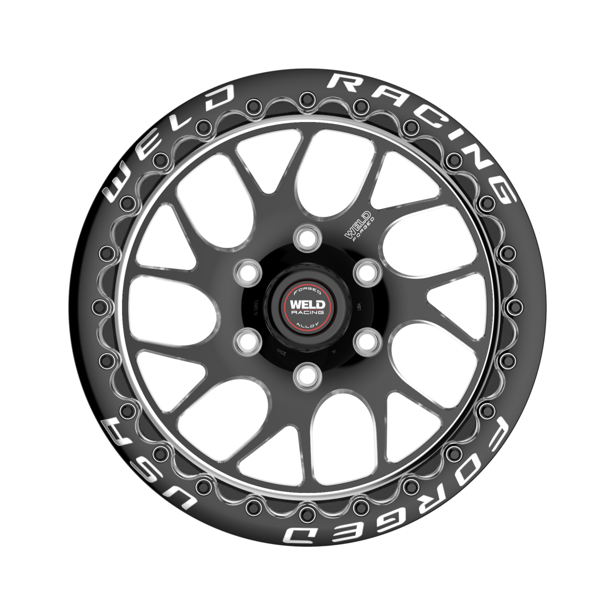 WELD Racing S78 Hd Beadlock 17X9.5 +24 Black Center - Polished Shell (Left)