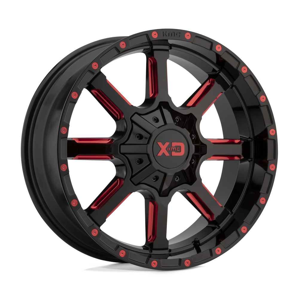 Xd Xd838 Mammoth 20X10 -18 Gloss Black Milled W/ Red Tint