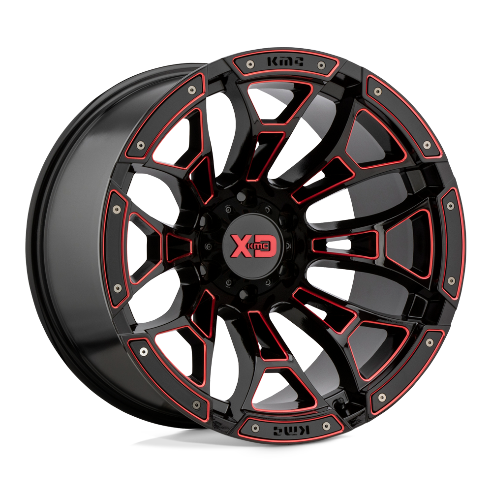 Xd Xd841 Boneyard 20X10 -36 Gloss Black Milled W/ Red Tint