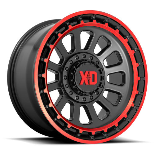 Xd Xd856 Omega 17X9 -12 Satin Black Mach Lip Red Tint