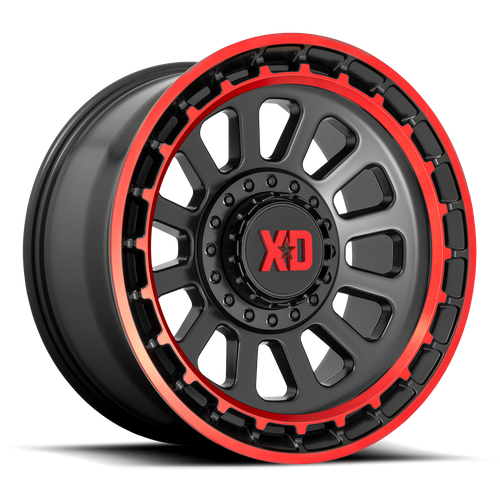 Xd Xd856 Omega 17X9 -12 Satin Black Mach Lip Red Tint