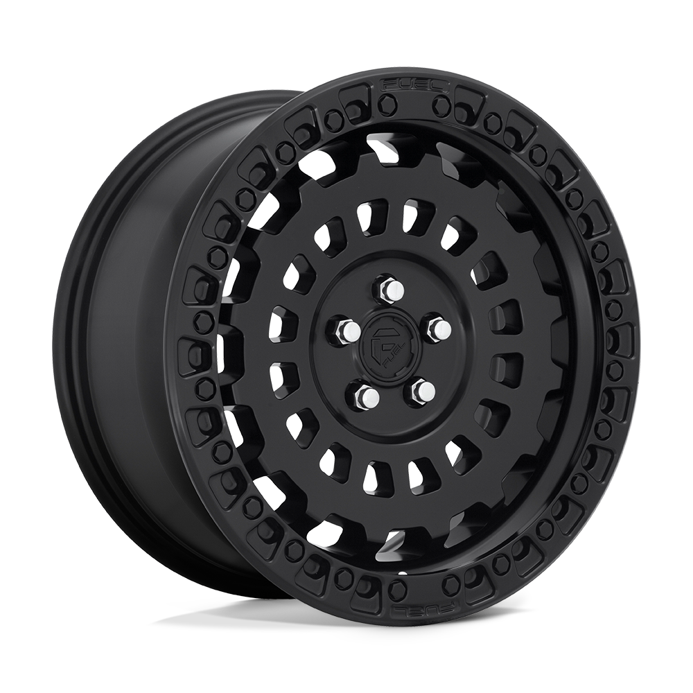 Fuel 1Pc D633 Zephyr 17X8 +38 Matte Black W/ Fake M-Blk Ring