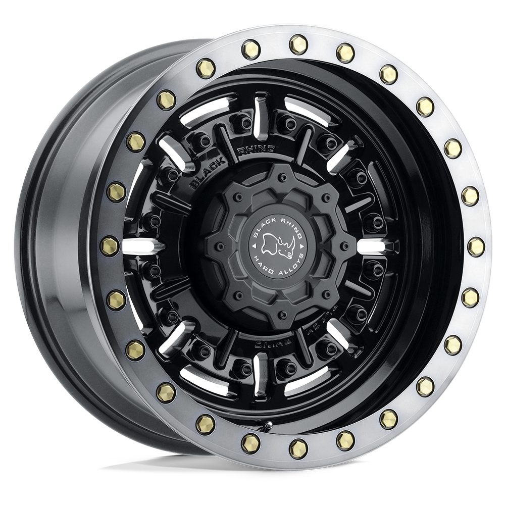 Black Rhino Hard Alloys ABRAMS 18X9.5 +12 GLOSS GUN BLACK W/ MACHINED DARK TINT