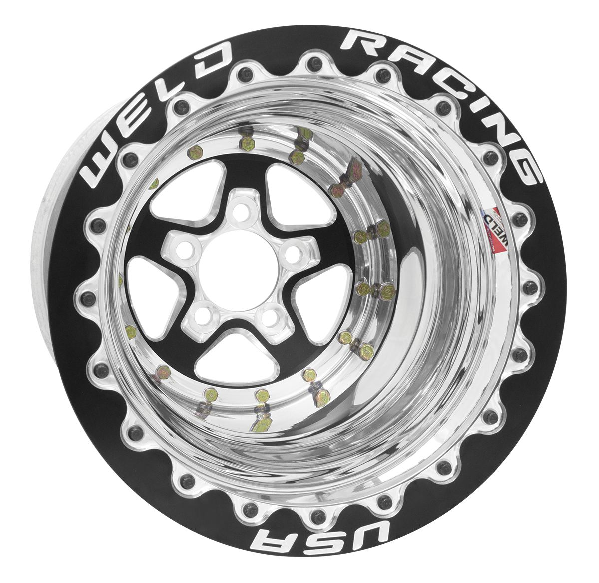 WELD Racing Alumastar 15X15 -76 Black Center - Polished Shell