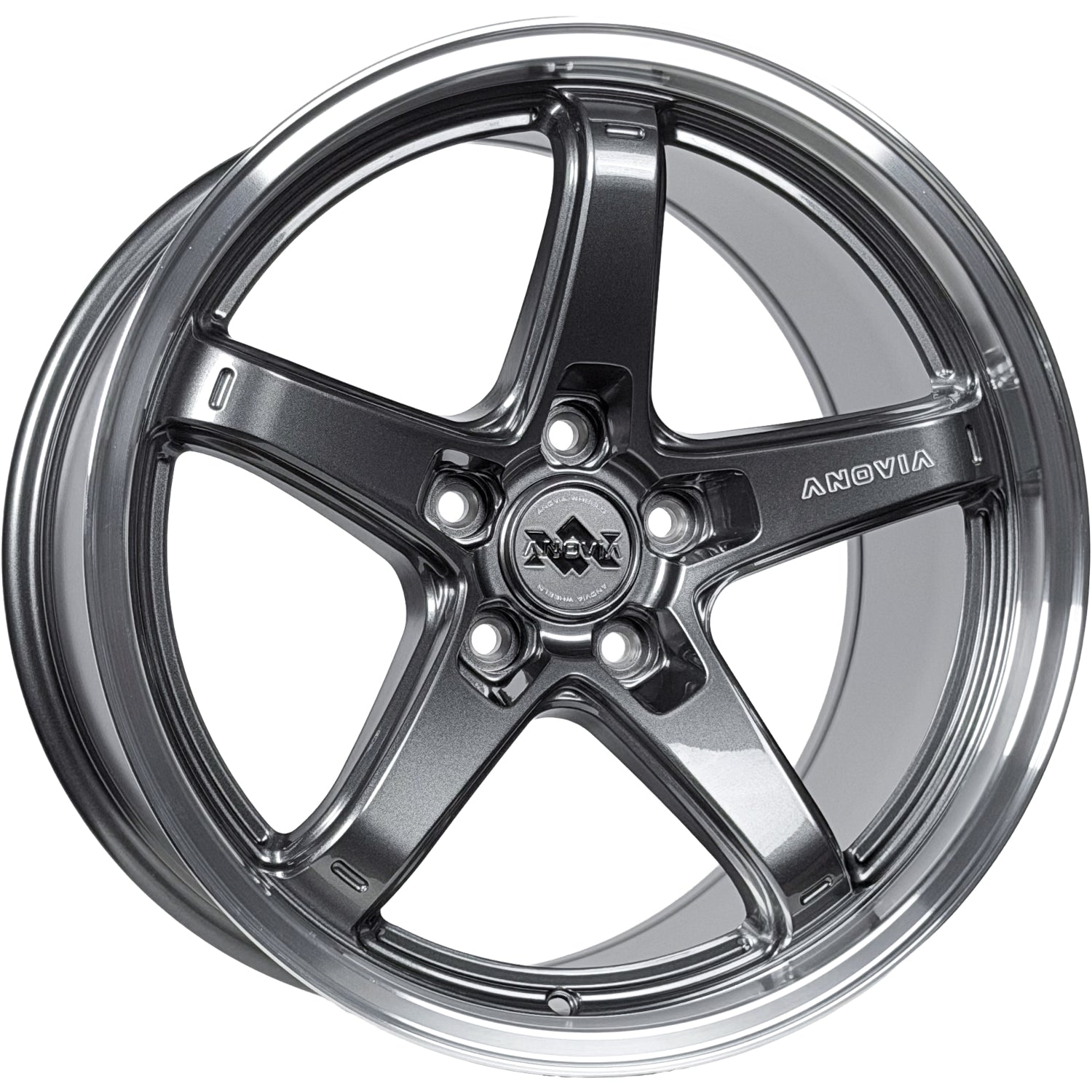 Anovia Wheels An-5S 17X8 +38 Gloss Gunmetal Machined Lip