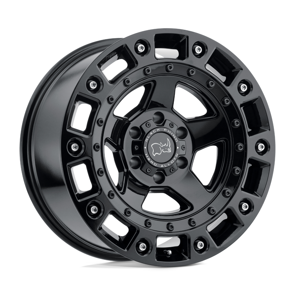 Black Rhino Hard Alloys Cinco 20X9.5 +12 Gloss Black W/ Stainless Bolt