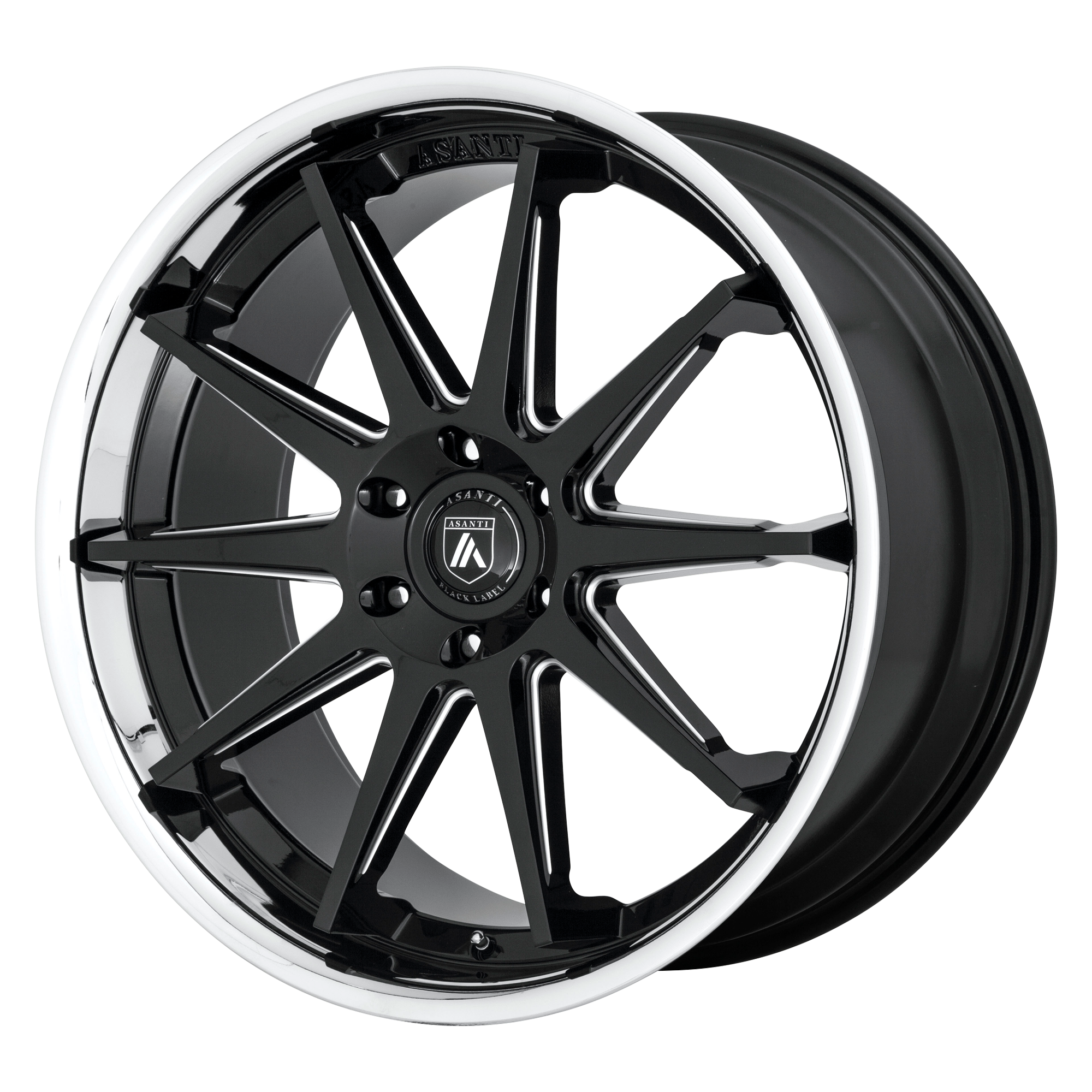Asanti Black Abl-29 Emperor 24X10 +30 Gloss Black Mill W/ Chrome Lip