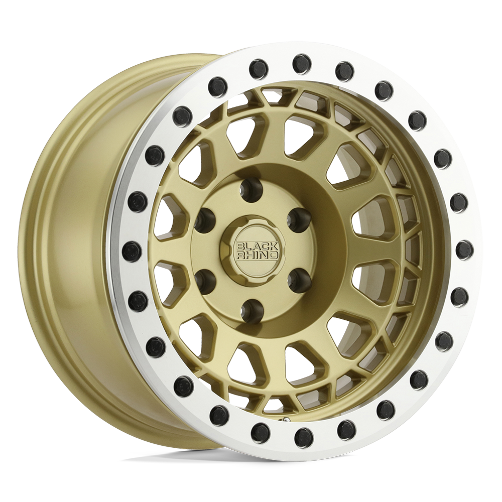 Black Rhino Hard Alloys Primm Beadlock 17X8.5 -38 Matte Gold W/ Machined Ring