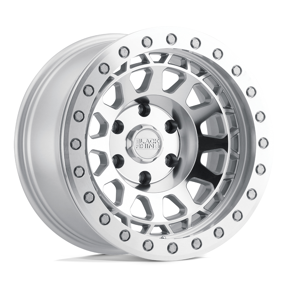 Black Rhino Hard Alloys Primm Beadlock 17X8.5 -38 Silver W/ Mirror Face Mach Rg