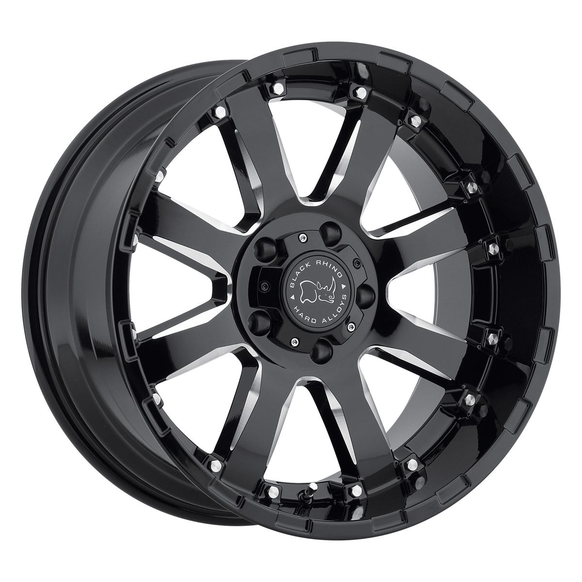 Black Rhino Hard Alloys Sierra 20X10 +0 Gloss Black W/ Milled Spokes