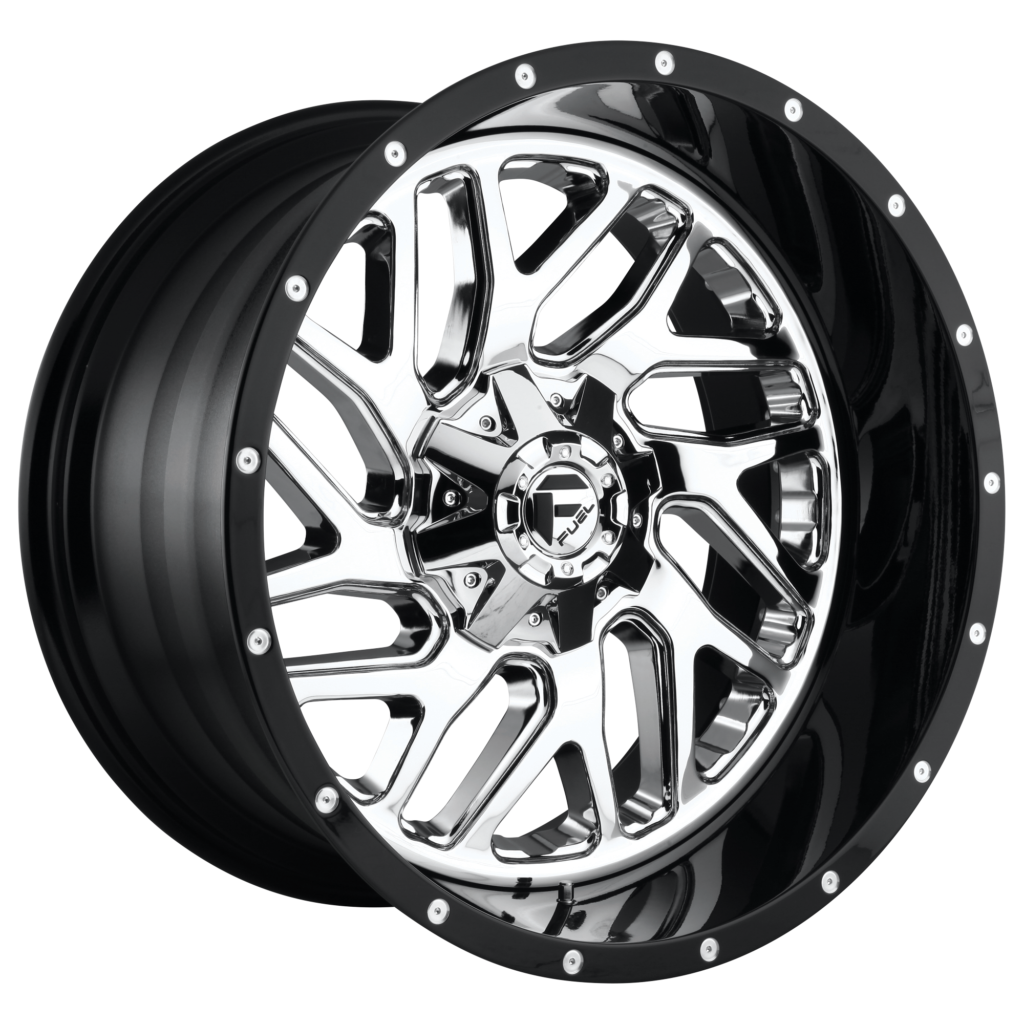 Fuel 1Pc D211 Triton 22X12 -44 Chrome Plated Gloss Black Lip