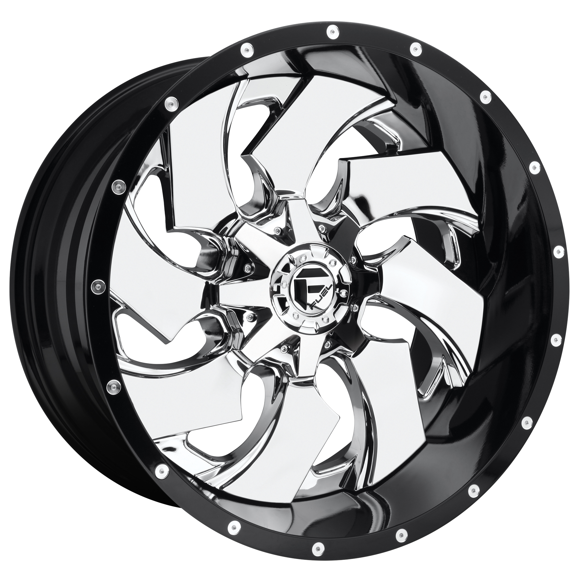 Fuel 1Pc D240 Cleaver 22X8.25 +121 Chrome W/ Gloss Black Lip