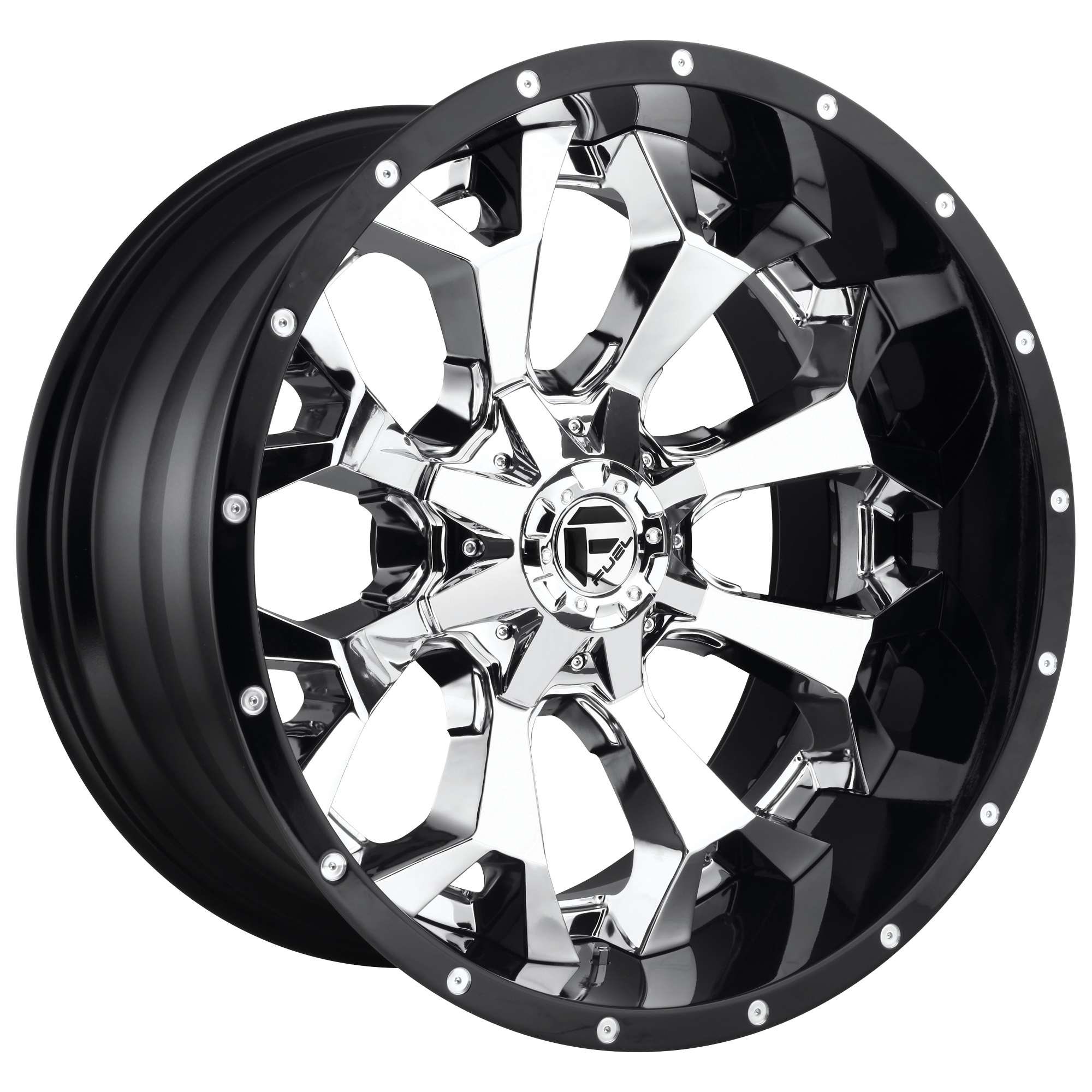Fuel 1Pc D246 Assault 22X12 -44 Chrome Plated Gloss Black Lip