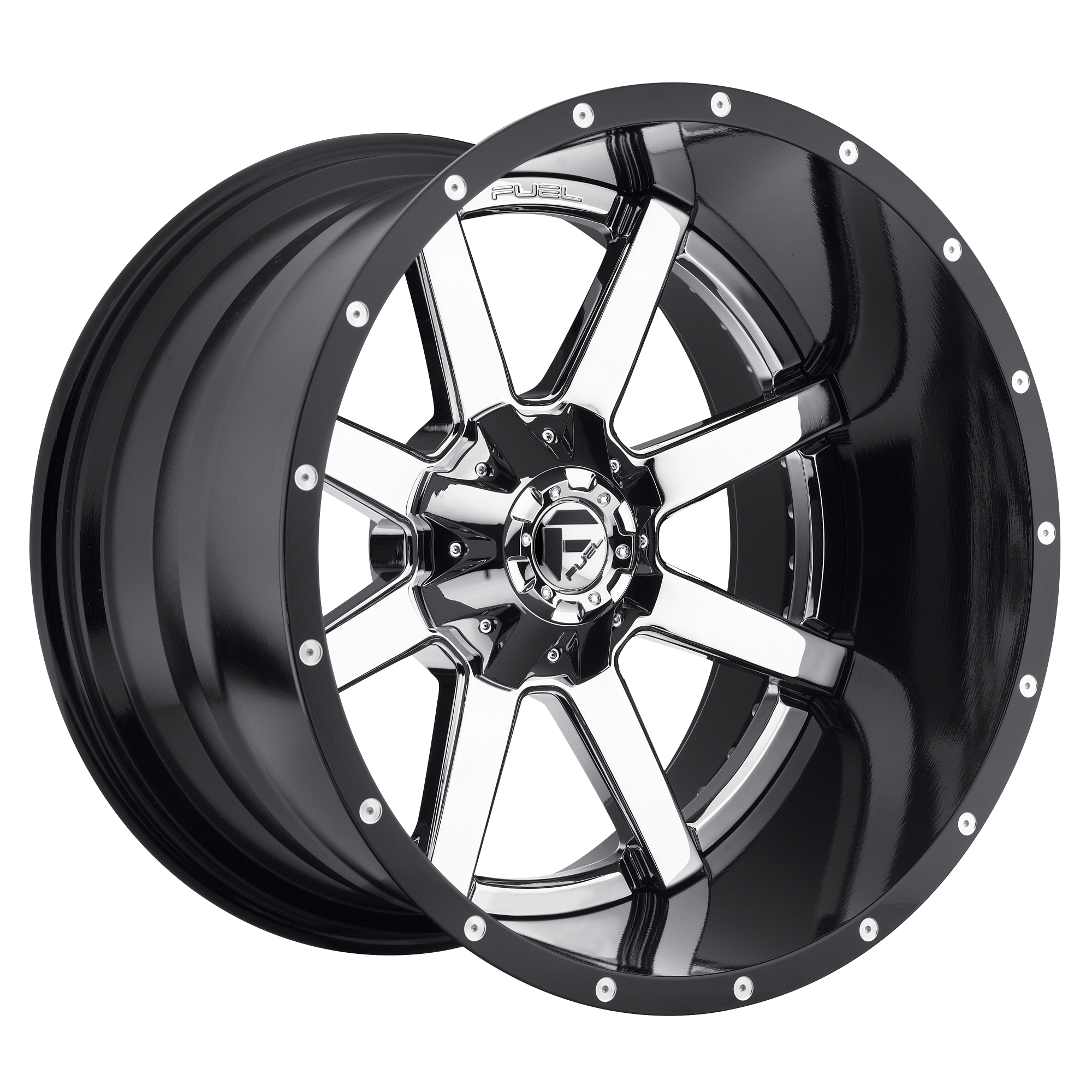 Fuel 1PC D260 MAVERICK 22x14 +-70 CHROME PLATED GLOSS BLACK LIP