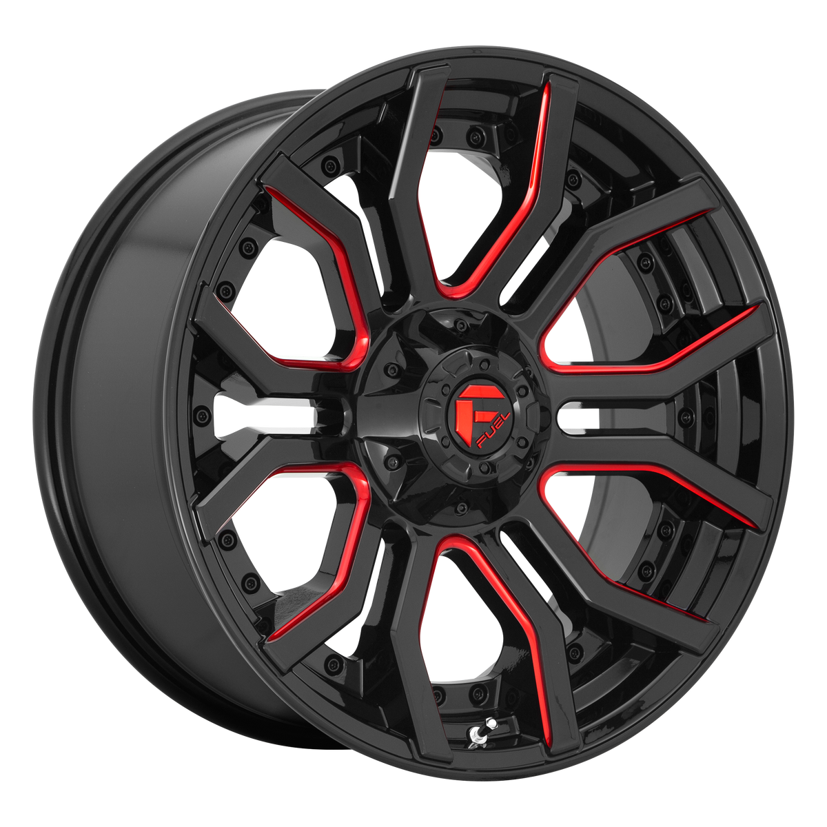 Fuel 1Pc D712 Rage 20X10 -18 Gloss Black Red Tinted Clear