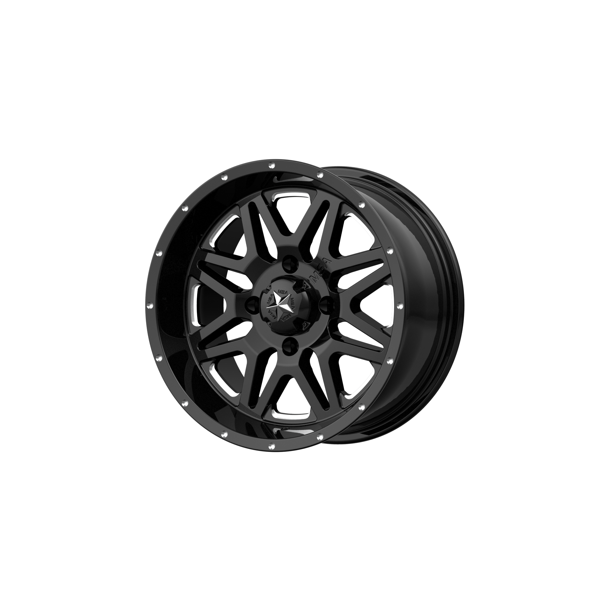 Msa Offroad Wheels M26 Vibe Utv 14X7 +0 Gloss Black Milled