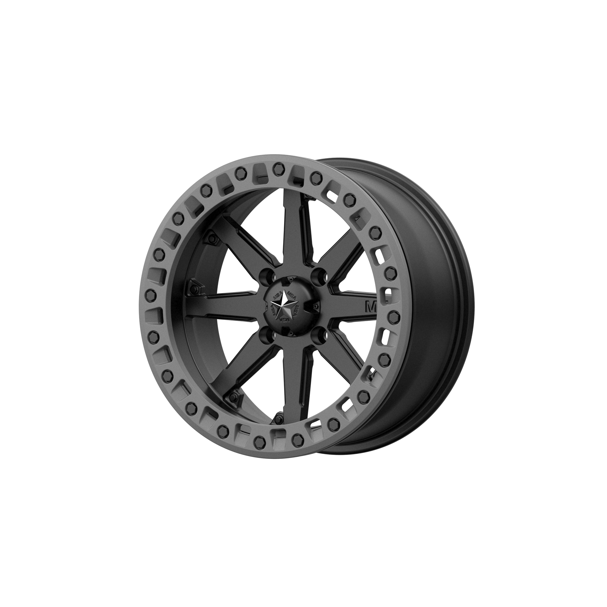 Msa Offroad Wheels M31 Lok2 Utv Beadlock 14X7 +0 Satin Black W/ Matte Gray Ring