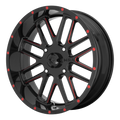 Msa Offroad Wheels M35 Bandit Utv 22X7 +0 Gloss Black Milled W/ Red Tint