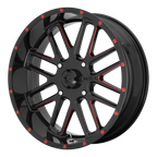 Msa Offroad Wheels M35 Bandit Utv 22X7 +0 Gloss Black Milled W/ Red Tint