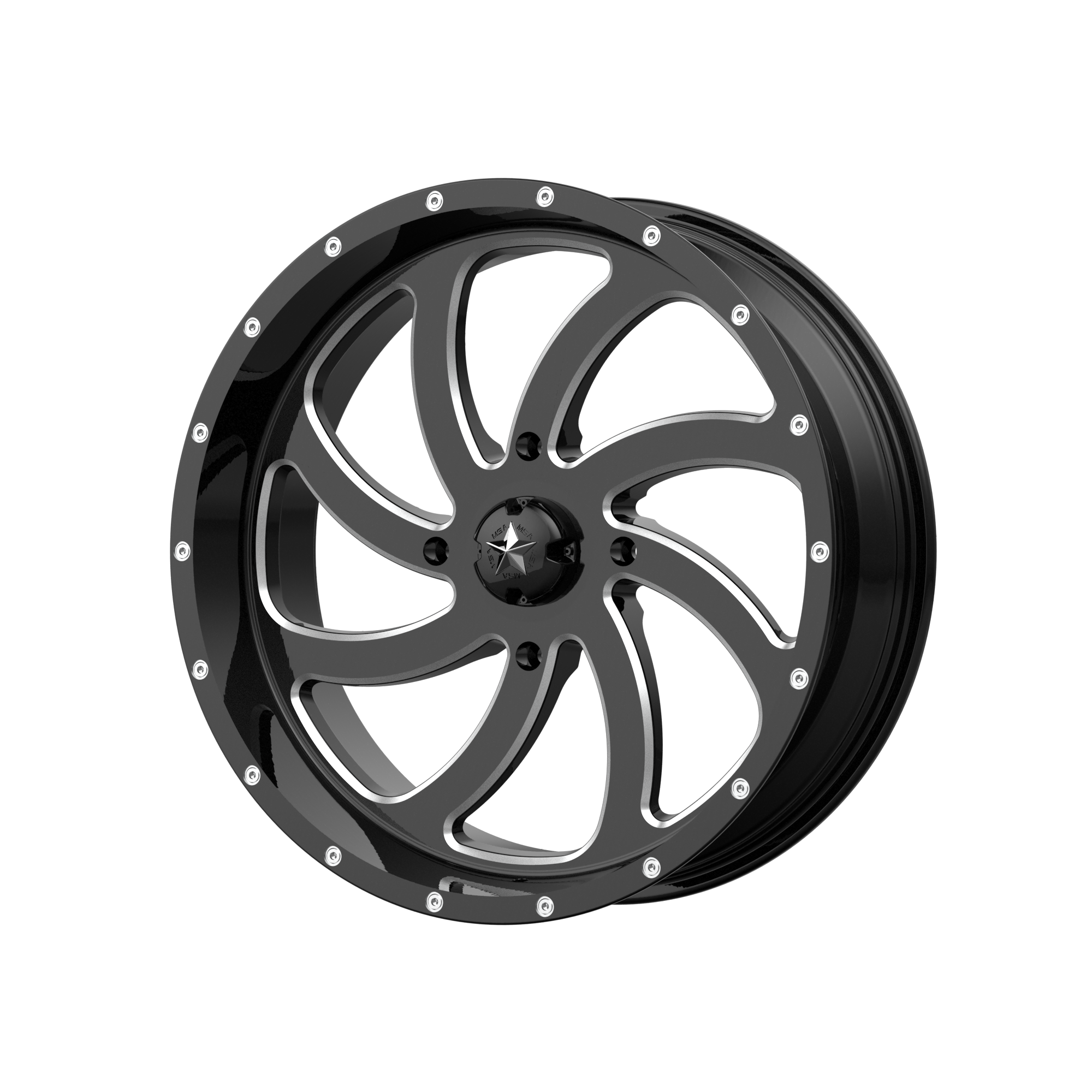 Msa Offroad Wheels M36 Switch Utv 18X7 +0 Gloss Black Milled