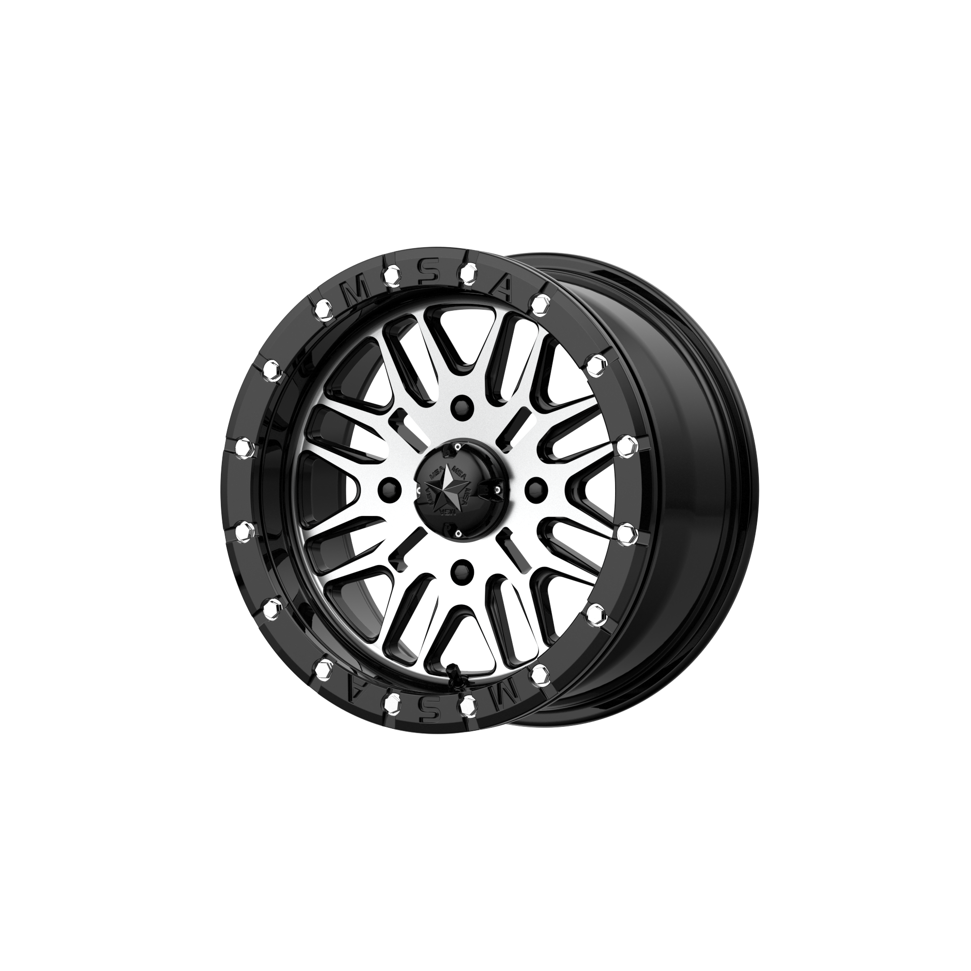 Msa Offroad Wheels M37 Brute Utv Beadlock 14X7 +10 Gloss Black Machined