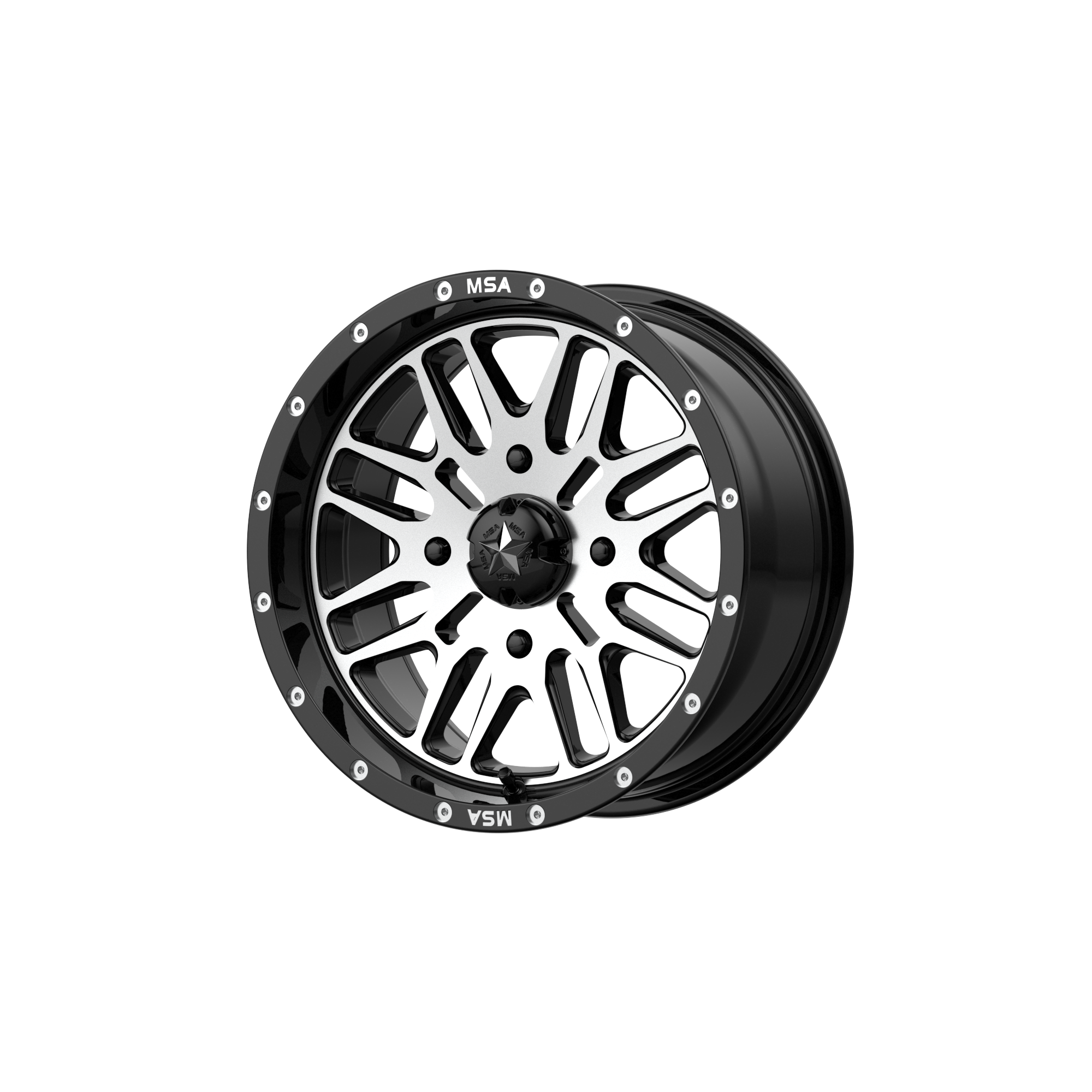 Msa Offroad Wheels M38 Brute Utv 14X7 +10 Gloss Black Machined