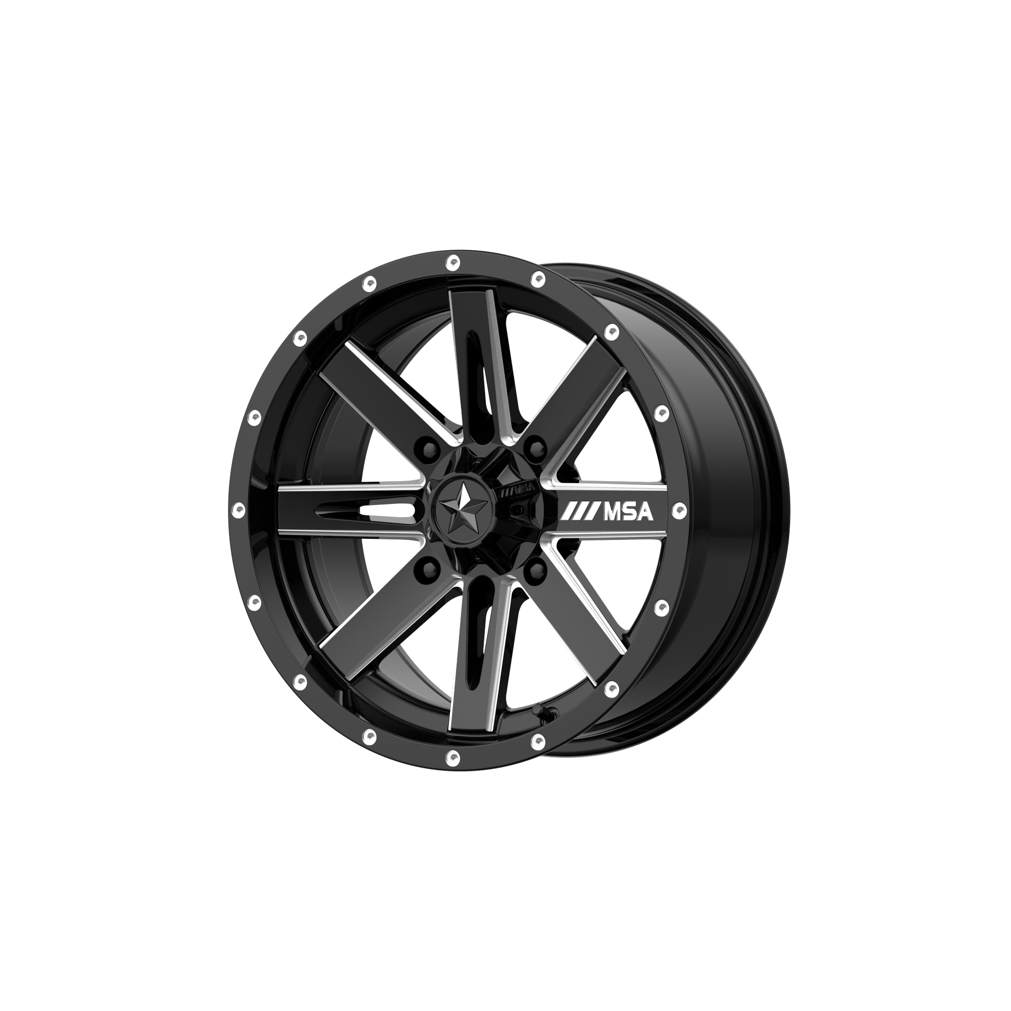 Msa Offroad Wheels M41 Boxer Utv 18X7 +10 Gloss Black Milled