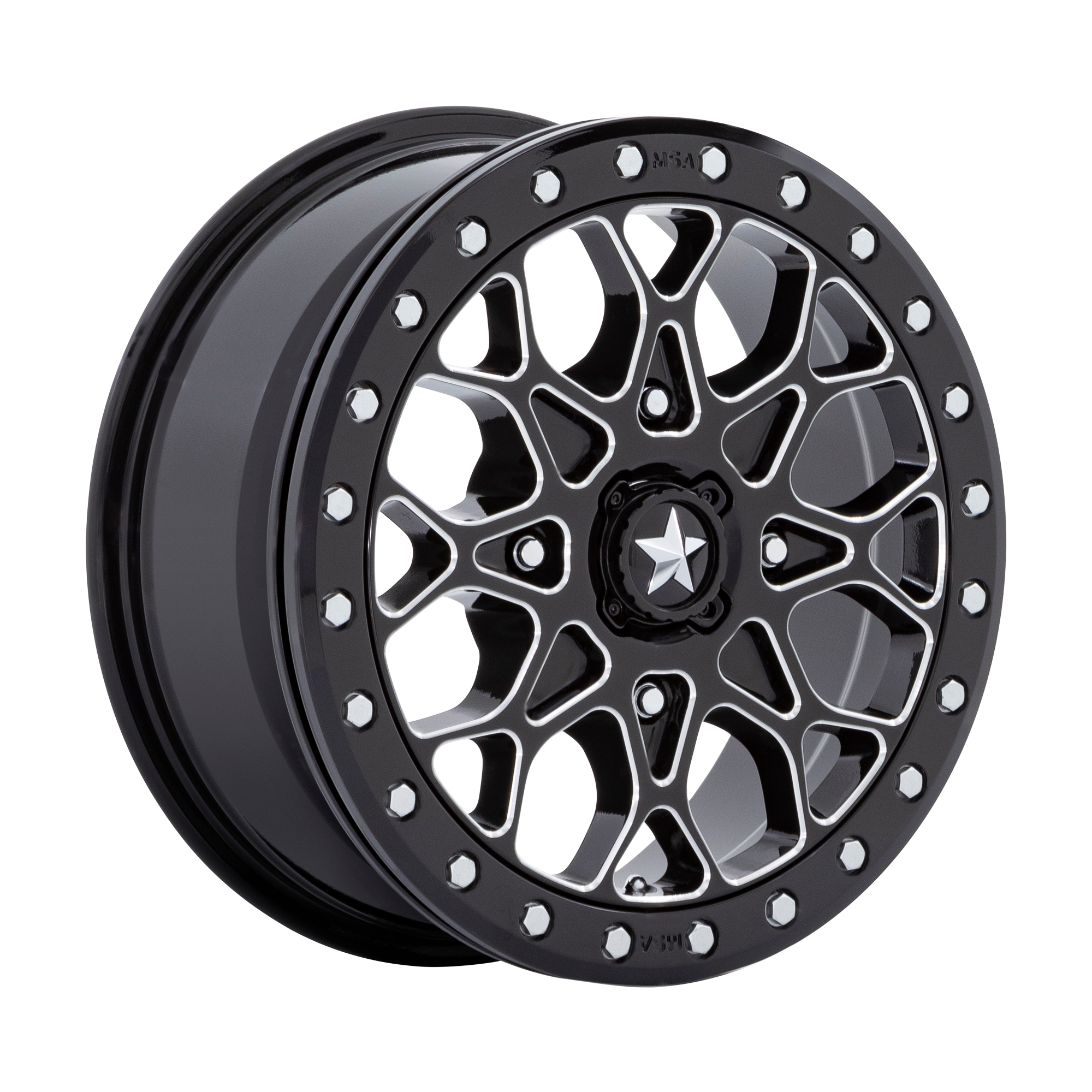 Msa Offroad Wheels M48 Portal Utv Beadlock 15X6 +38 Gloss Black Milled W/ Gb Ring