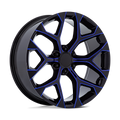 Performance Replicas Pr176 24X10 +24 Gloss Black Machined Blue Mill