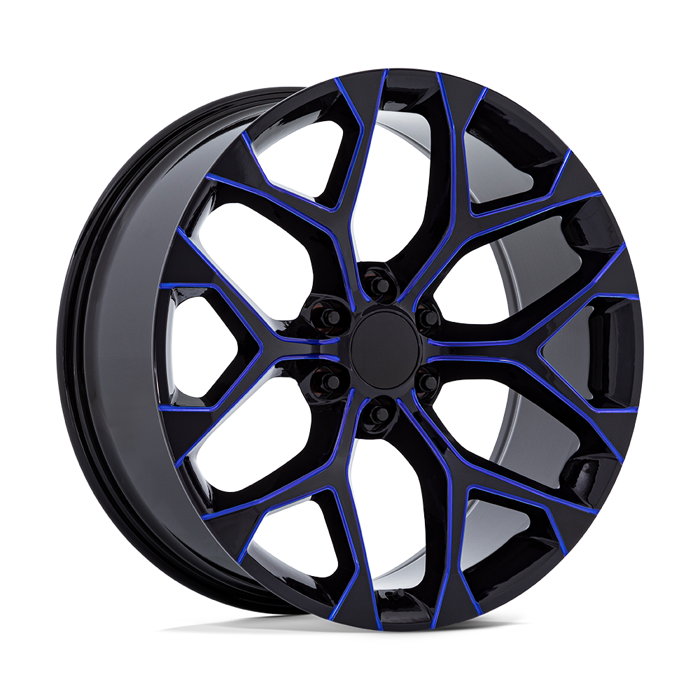 Performance Replicas Pr176 26X10 +24 Gloss Black Machined Blue Mill