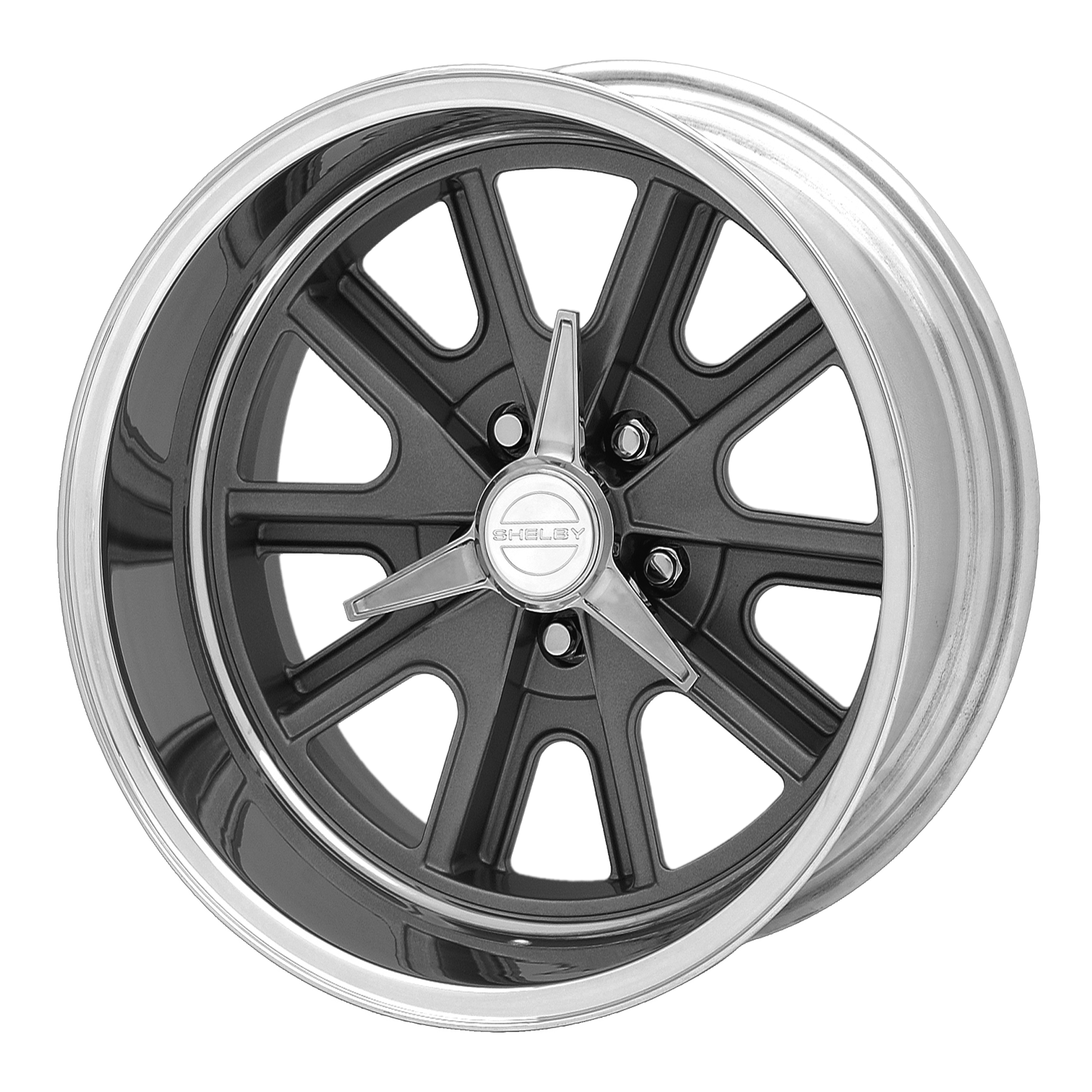 American Racing Vintage Vn427 Shelby Cobra 15X10 +22 Two-Pc Mag Gray Polish Barrel