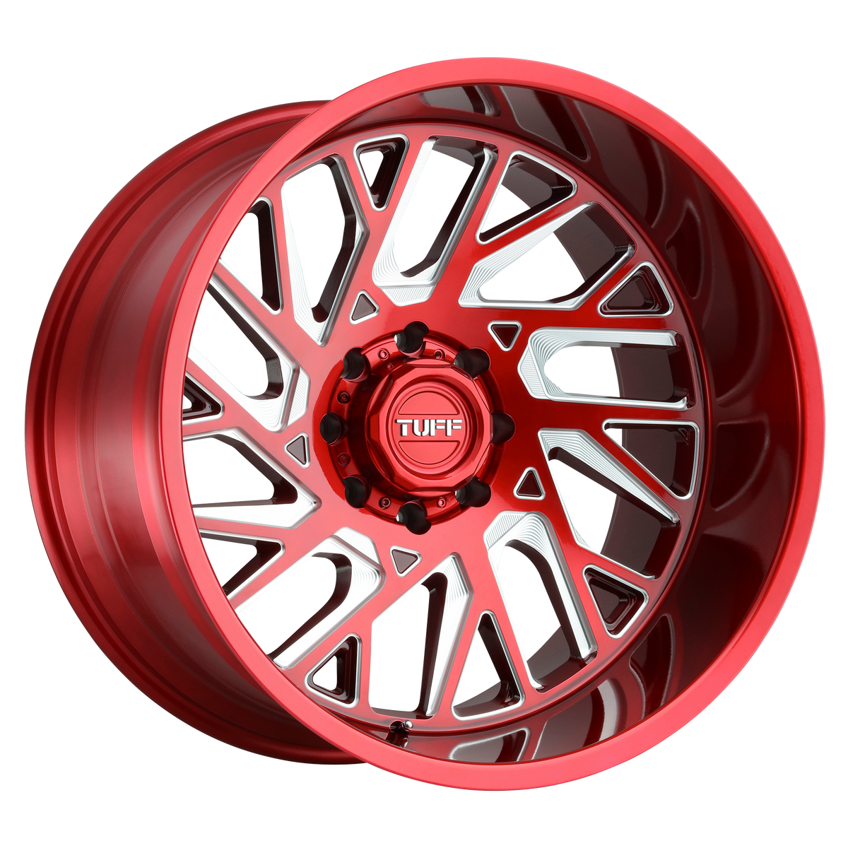 Tuff T4B 24X14 -72 Candy Red W/ Milled Spoke