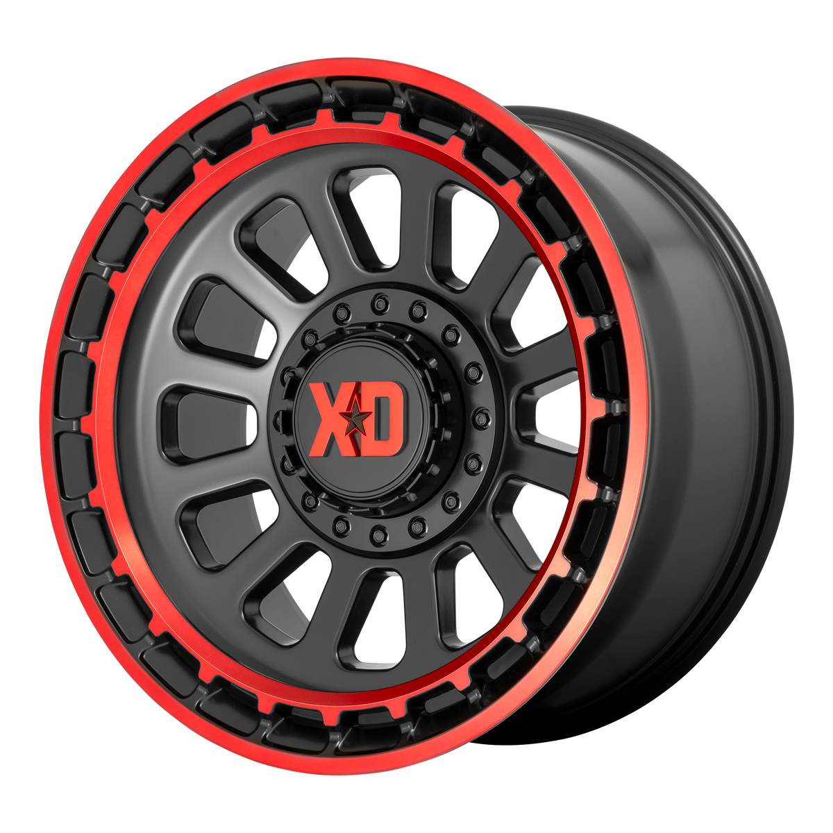 Xd Xd856 Omega 17X9 -12 Satin Black Mach Lip Red Tint
