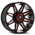 XF Off-Road XF-220 20X9 0 Gloss Black & Red Milled