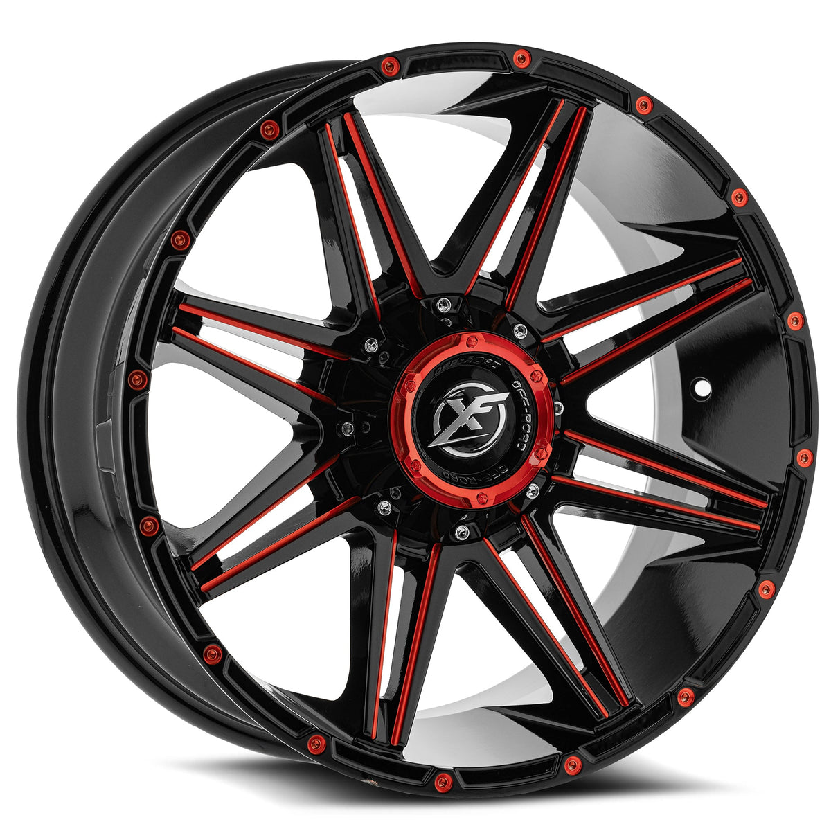 XF Off-Road XF-220 20X10 -24 Gloss Black & Red Milled