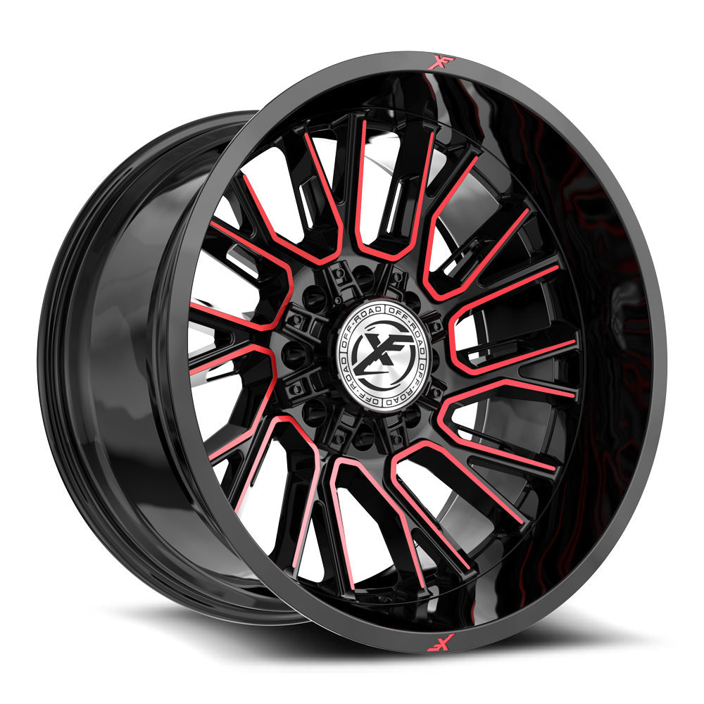 XF Off-Road XF-230 22X12 -44 Gloss Black & Red Machined