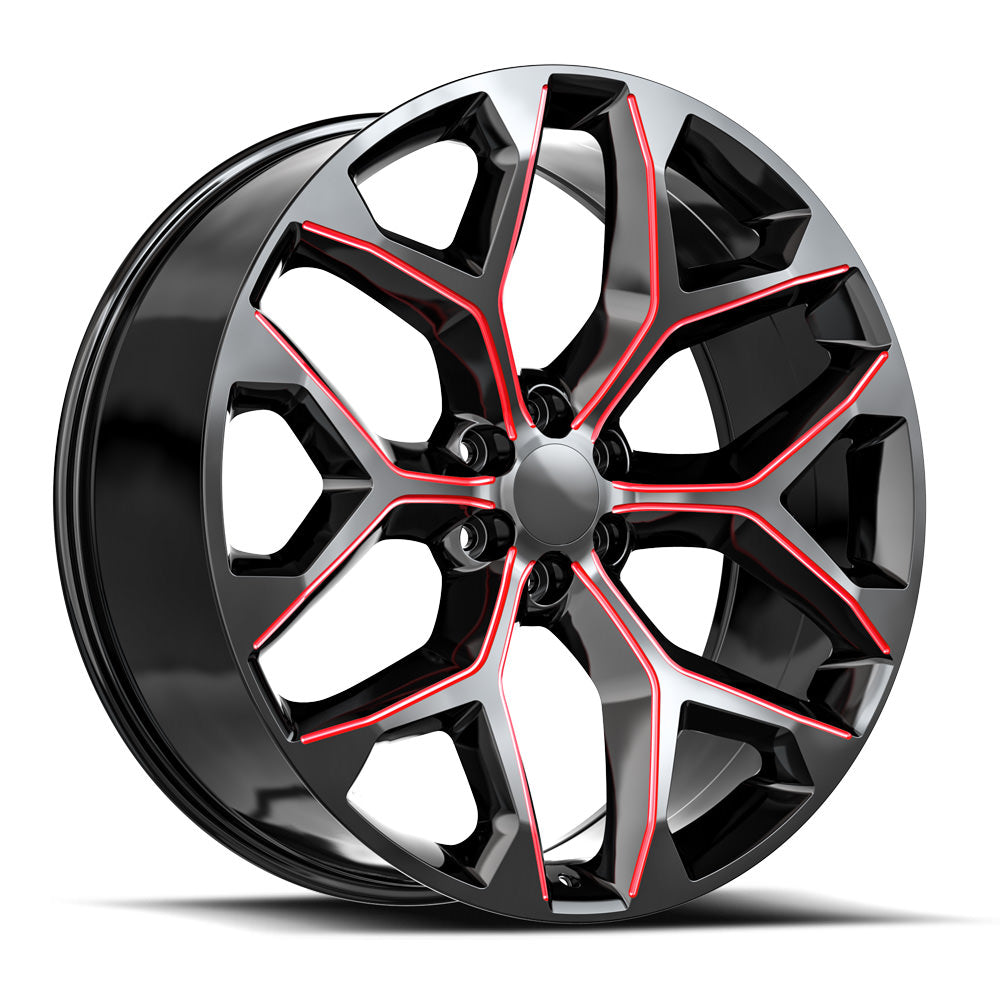 O.E. Revolution G-09 24X10 +24 Gloss Black & Red Milled