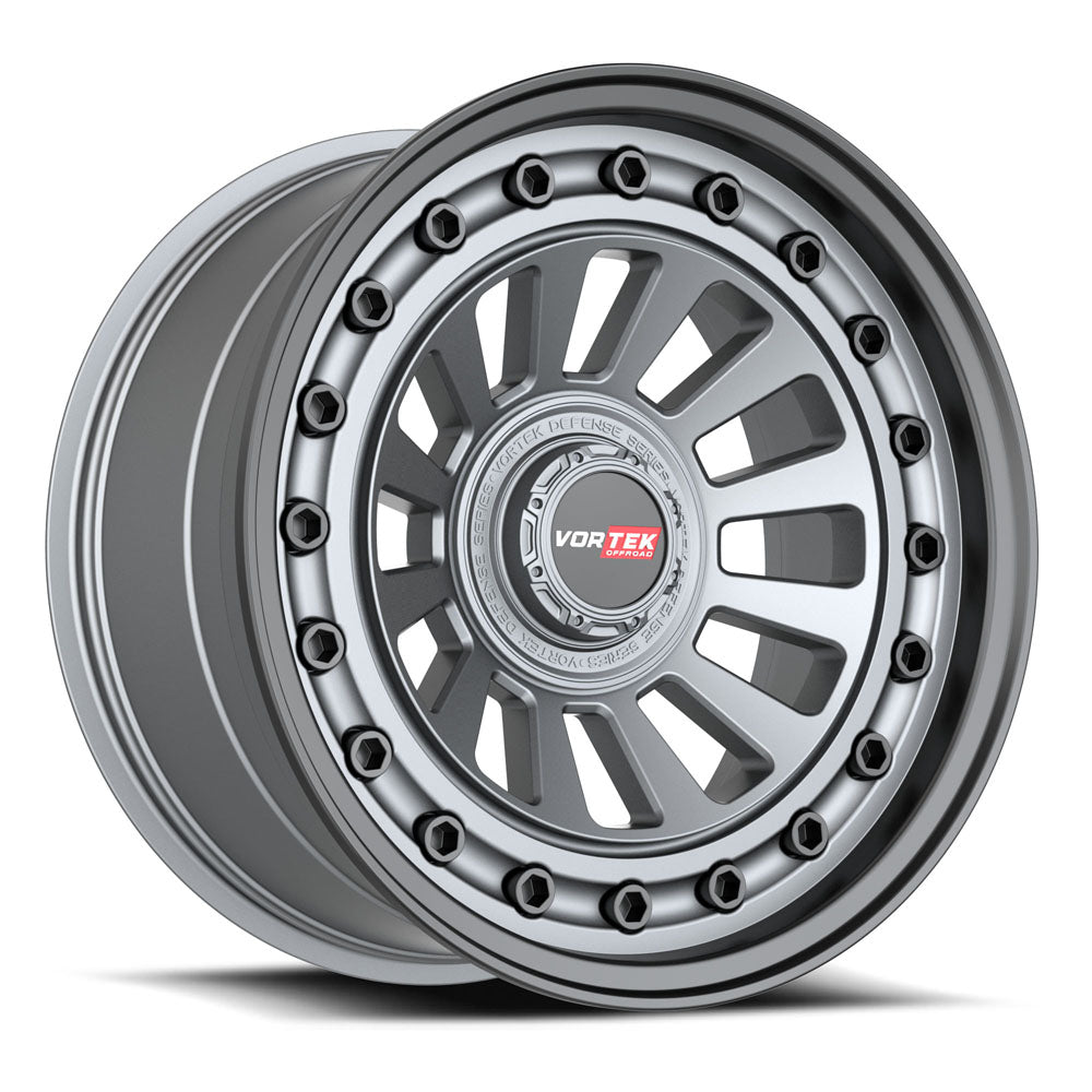 Vortek VRD-702 RADAR 17X9 -12 Matte GunMetal With Black Bolts & Lip