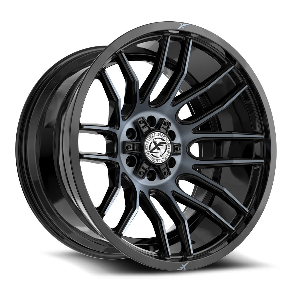 XF Off-Road XF-232 22X12 -44 Gloss Black & Machined Titanium Double Dark Tint