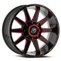 XF Off-Road XF-219 17X9 0 Gloss Black & Red Milled