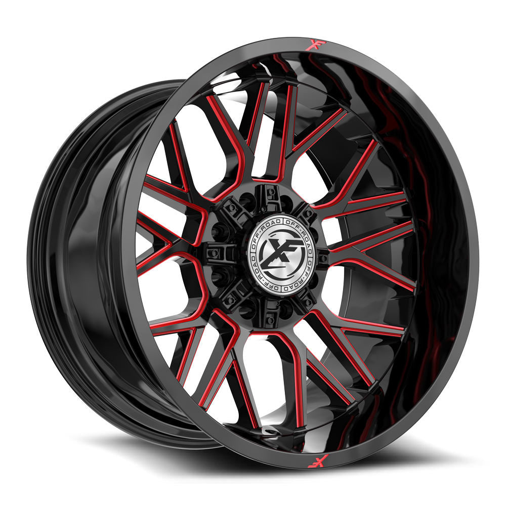 XF Off-Road XF-235 22X12 -44 Gloss Black & Red Milled