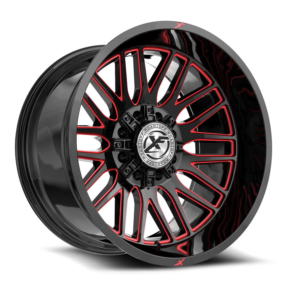 XF Off-Road XF-240 22X12 -44 Gloss Black & Red Milled